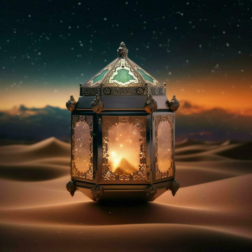 Eid mubarak and ramadan kareem greetings with islamic lantern and mosque. Eid al fitr background. Eid al fitr background of window concept by AI Generated photo