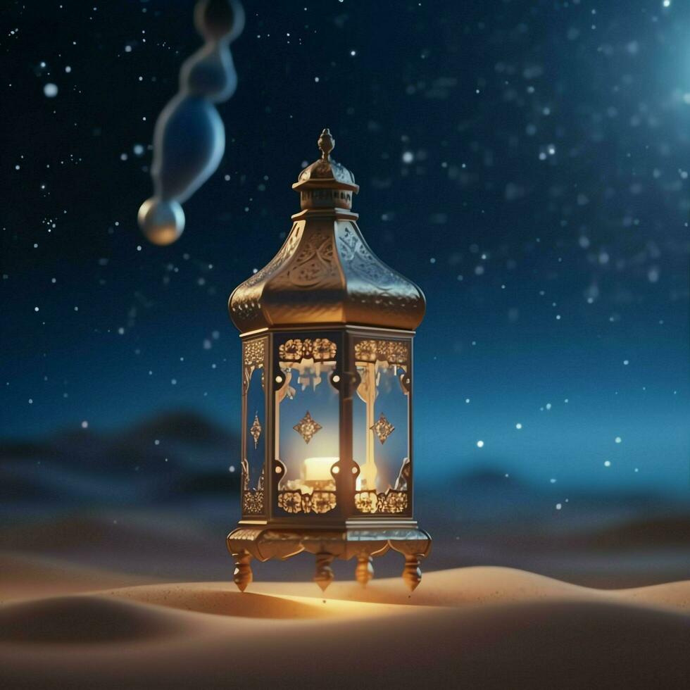 Eid mubarak and ramadan kareem greetings with islamic lantern and mosque. Eid al fitr background. Eid al fitr background of window concept by AI Generated photo