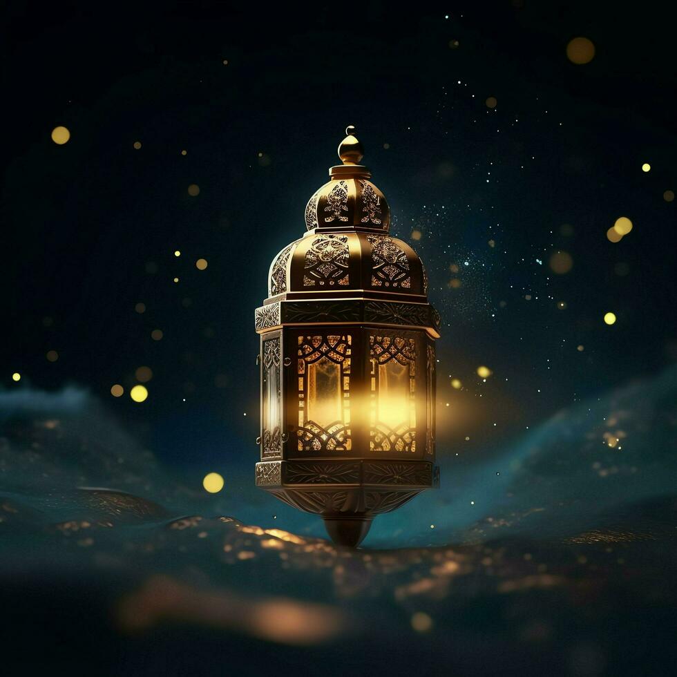 Eid mubarak and ramadan kareem greetings with islamic lantern and mosque. Eid al fitr background. Eid al fitr background of window concept by AI Generated photo