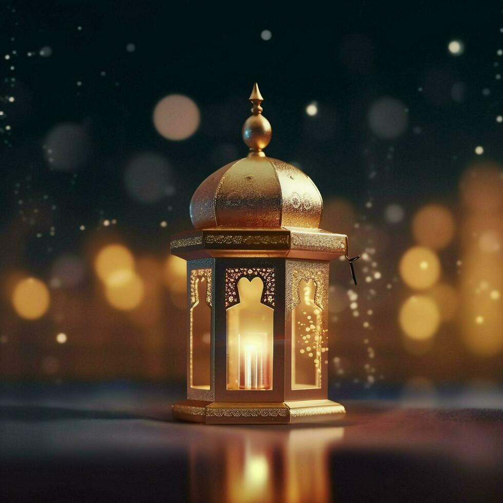 Eid mubarak and ramadan kareem greetings with islamic lantern and mosque. Eid al fitr background. Eid al fitr background of window concept by AI Generated photo