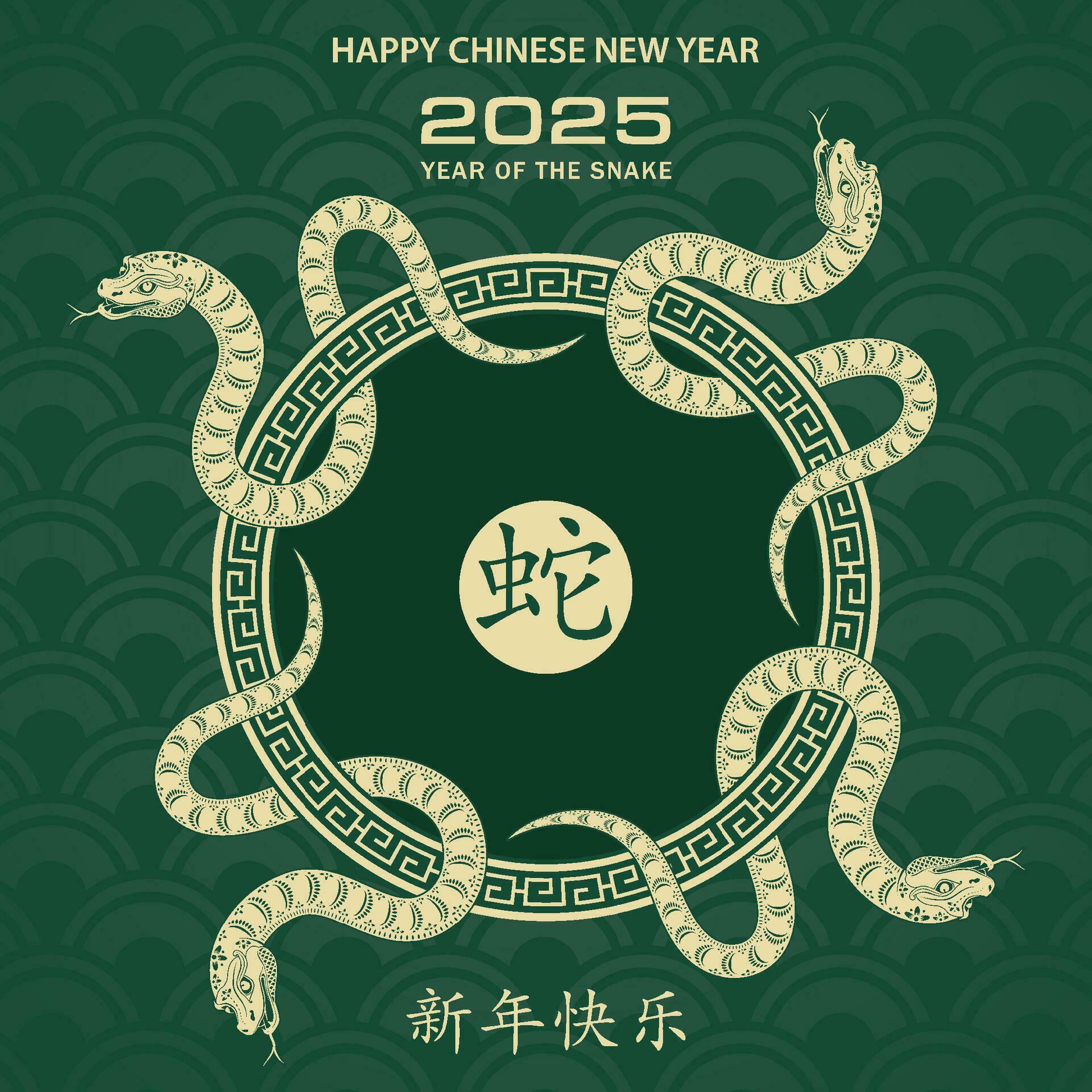 Happy Chinese new year 2025 Zodiac sign, year of the Snake 35562076 Vector Art at Vecteezy