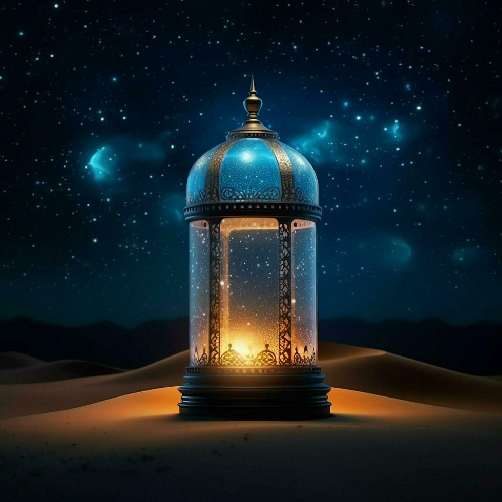 Eid mubarak and ramadan kareem greetings with islamic lantern and mosque. Eid al fitr background. Eid al fitr background of window concept by AI Generated photo