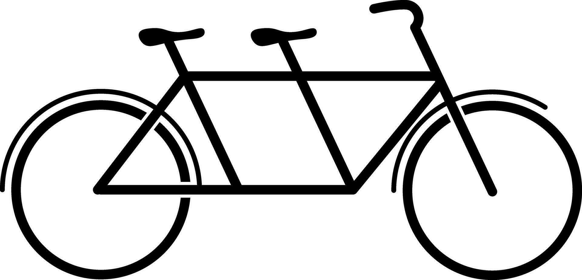 side view Tandem bicycle flat icon vector