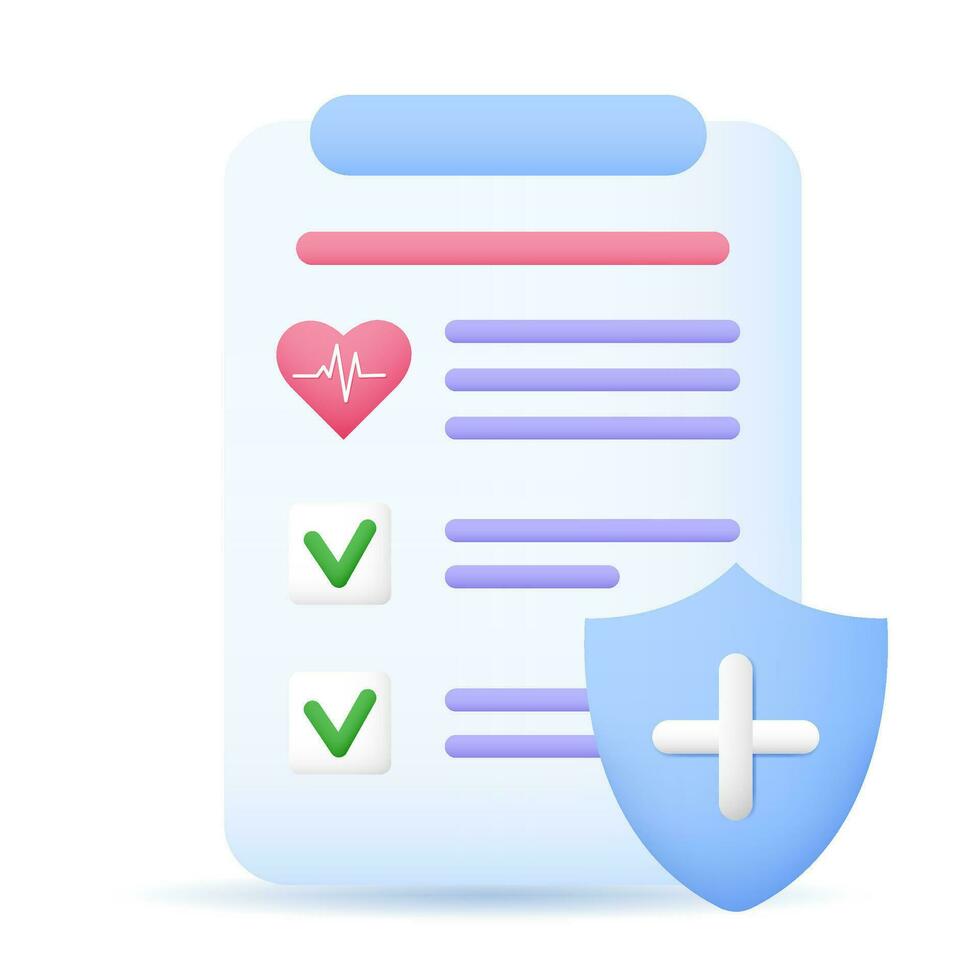 Clipboard document life insurance with shield and check mark icon vector
