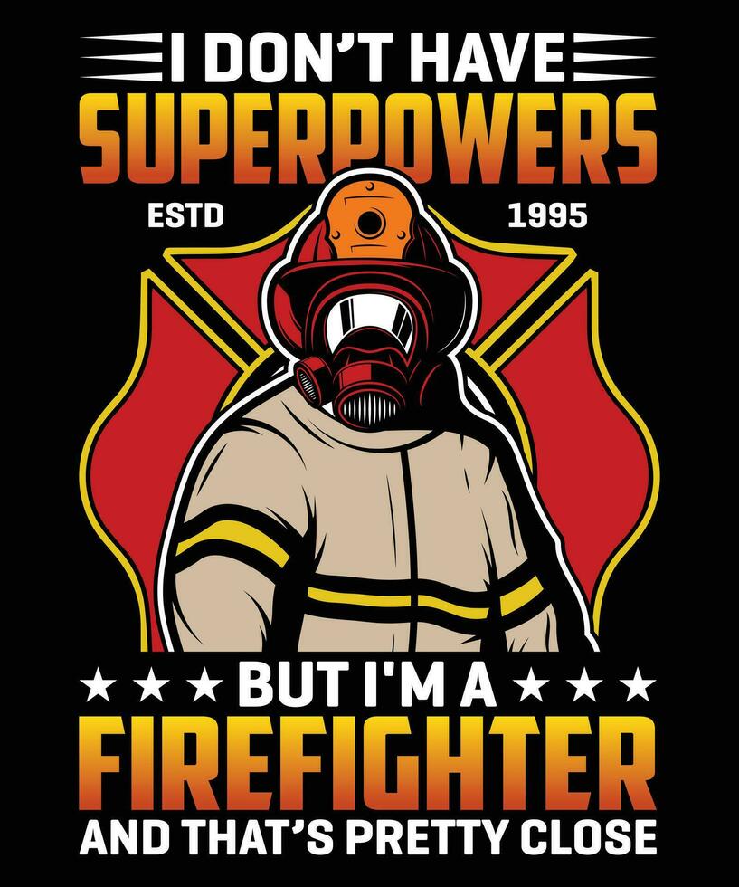 diseño de camiseta de bombero vector