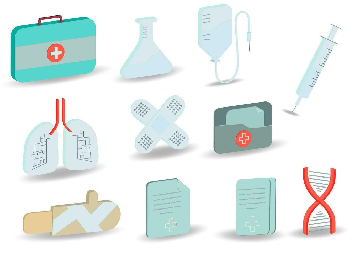 isometric medical icons 3D vector