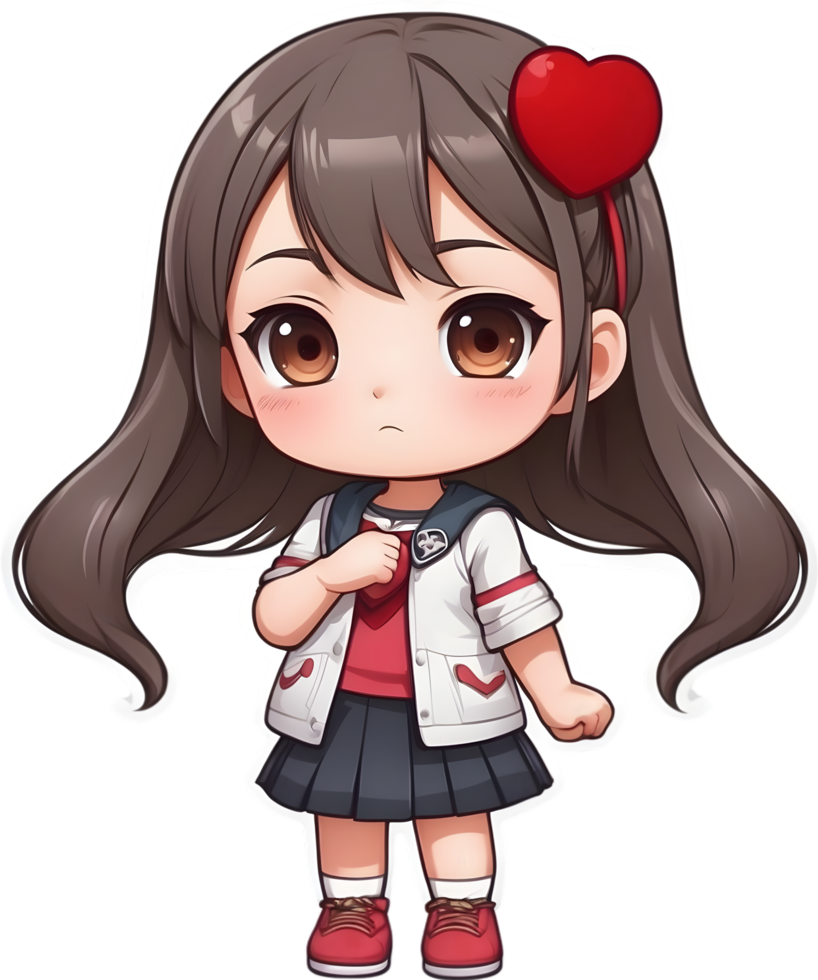 AI generated Cute Cartoon with Heart in Valentine png