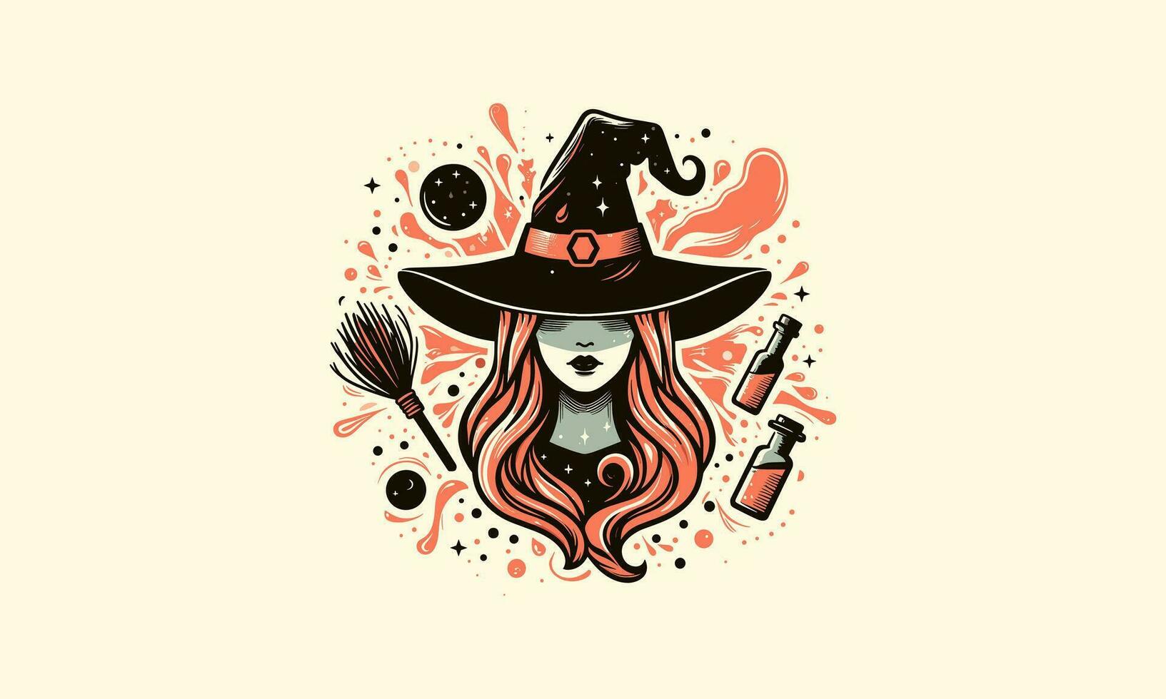 witch women splash vector artwork design