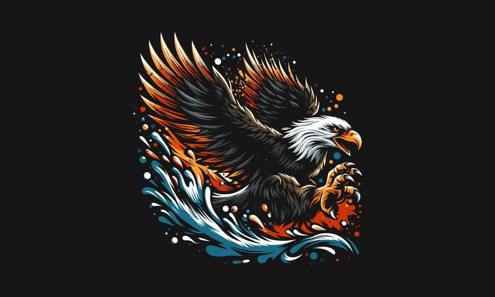 flying eagle angry vector artwork design