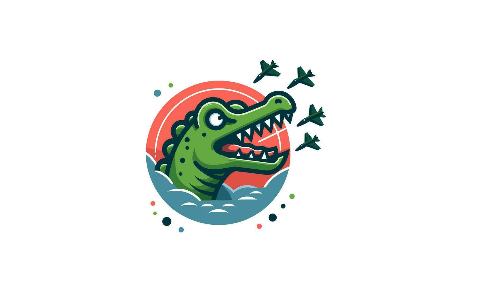 head green crocodile vector logo design