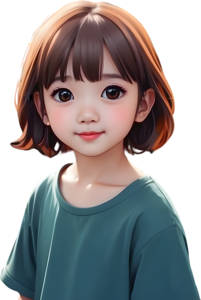 AI generated cartoon girl smile face png