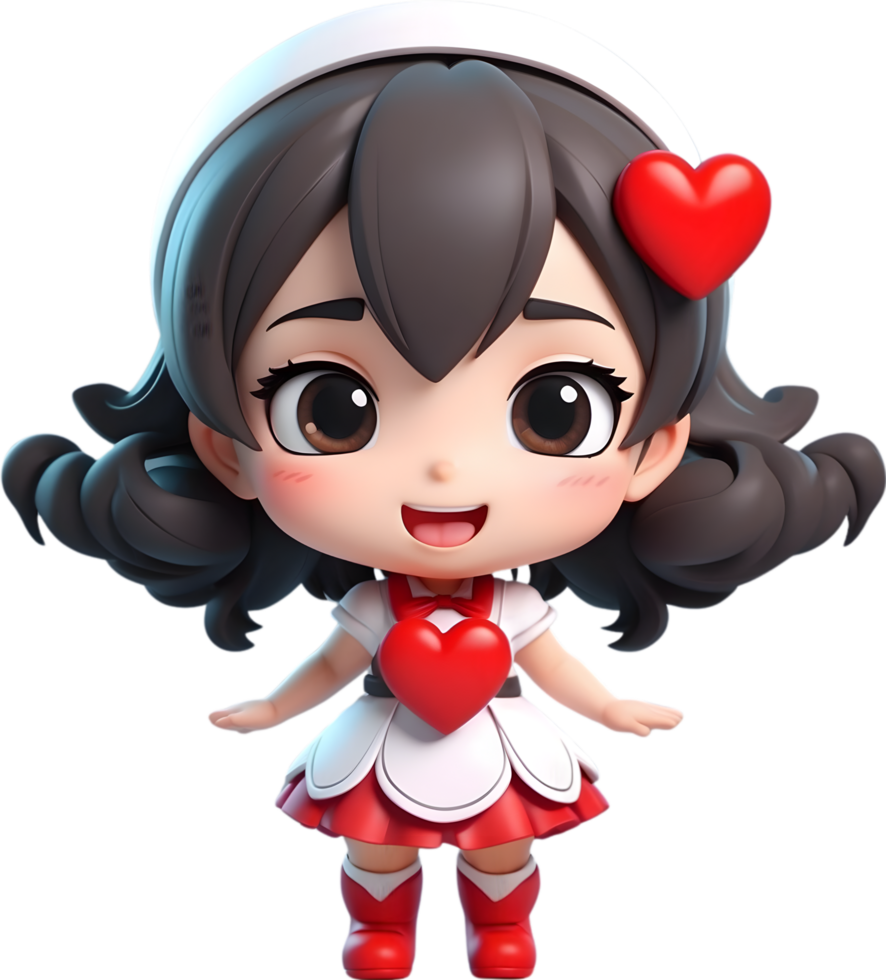 AI generated cartoon girl smile face png