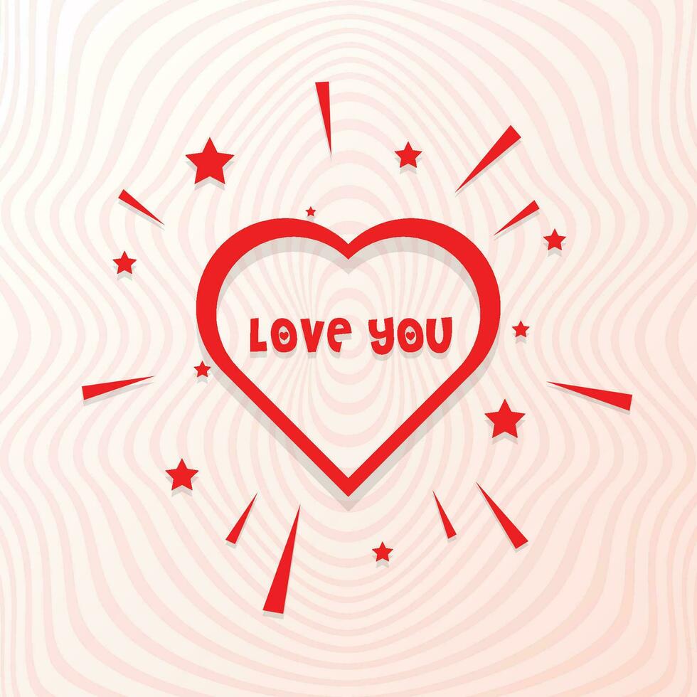 Love you text in heart on pink modern liquify lines background vector