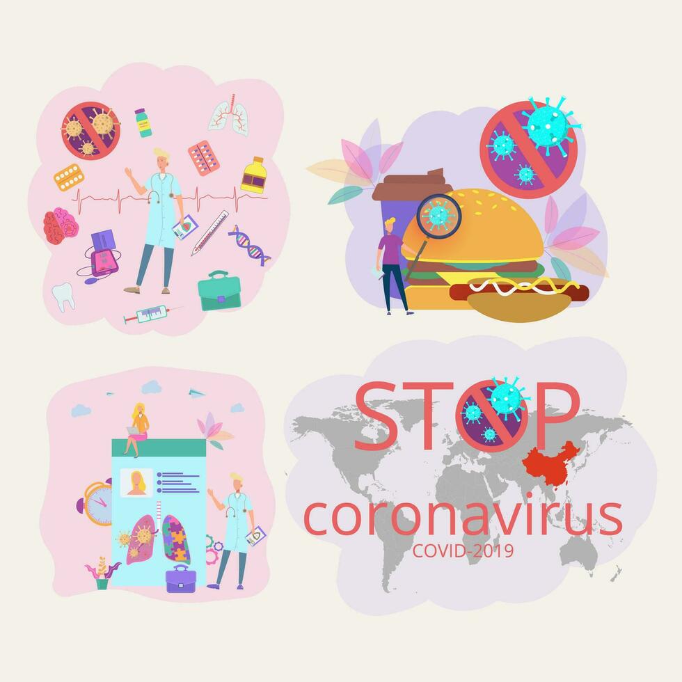 corona virus brote. peligro de el virus y riesgo a público salud y brotes de influenza. pandemia médico concepto con viral moléculas. vistoso vector ilustración.