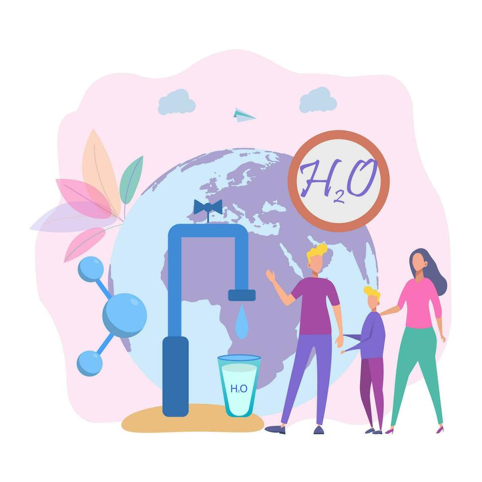 Save the planet from pollution, save the planet, small plant process, green energy, Earth Day concept. Colorful Vector Illustration