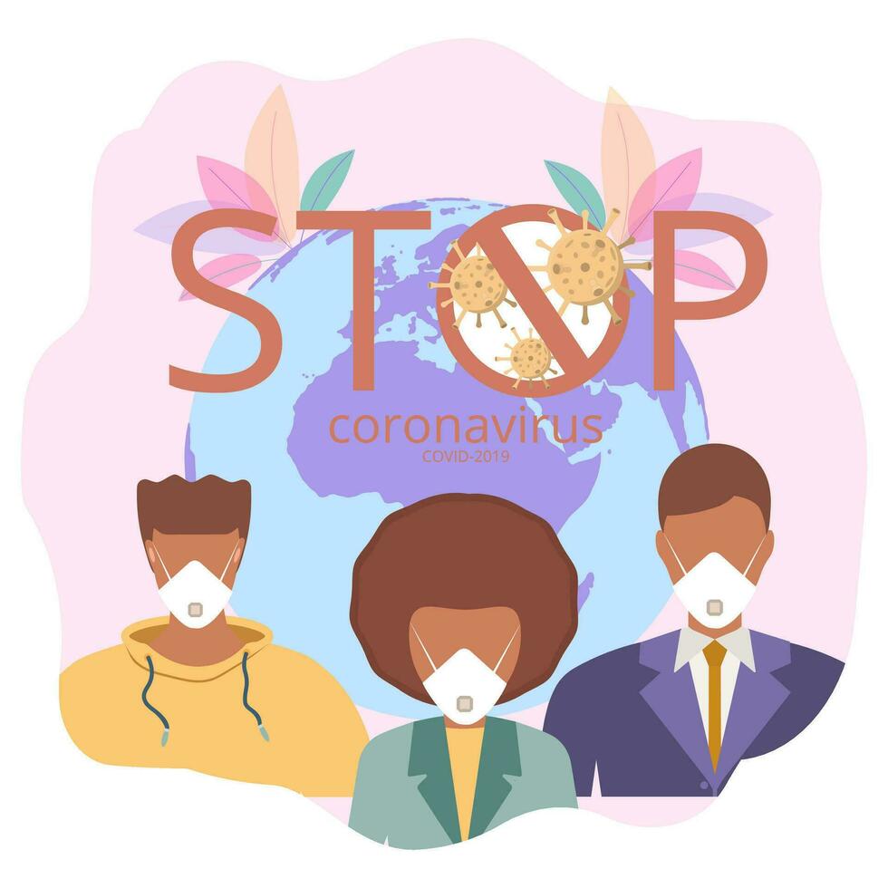 Crown virus outbreak. Danger of the virus and risk to public health and outbreaks of influenza. Pandemic medical concept with viral molecules. Colorful vector illustration.