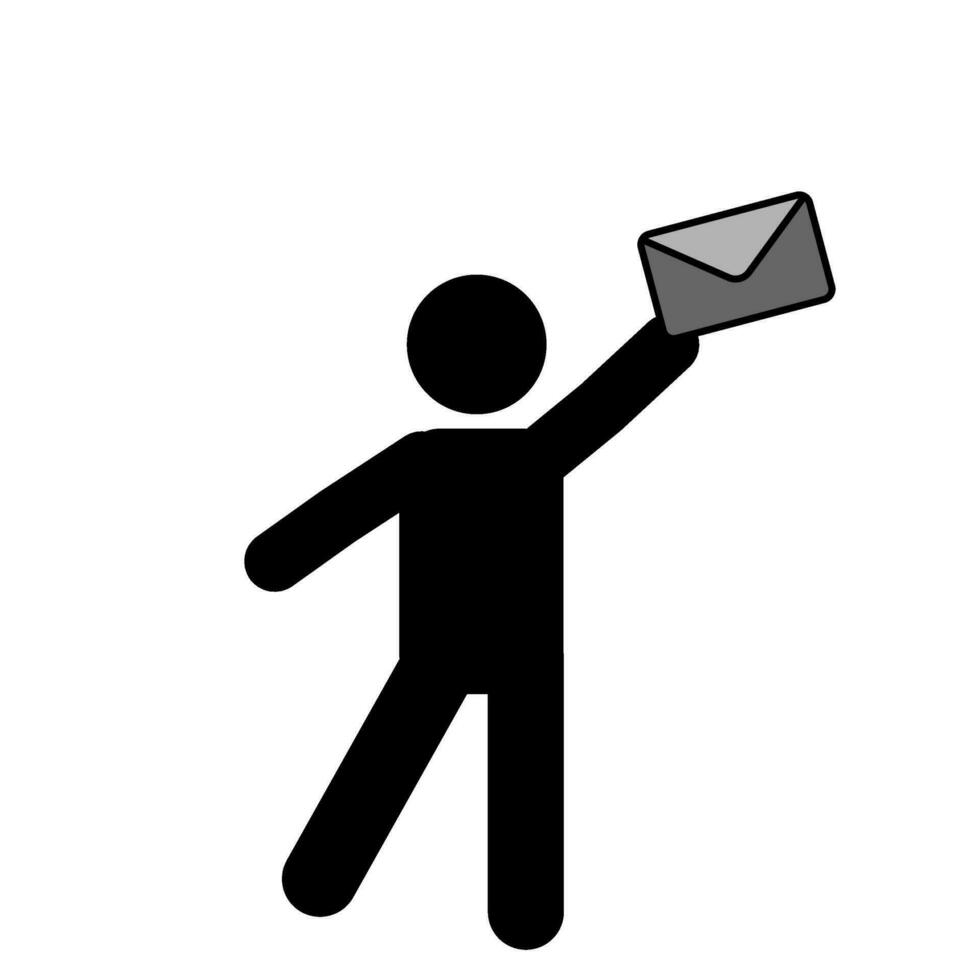 vector illustration of stick figure and stick man receiving letters and messages