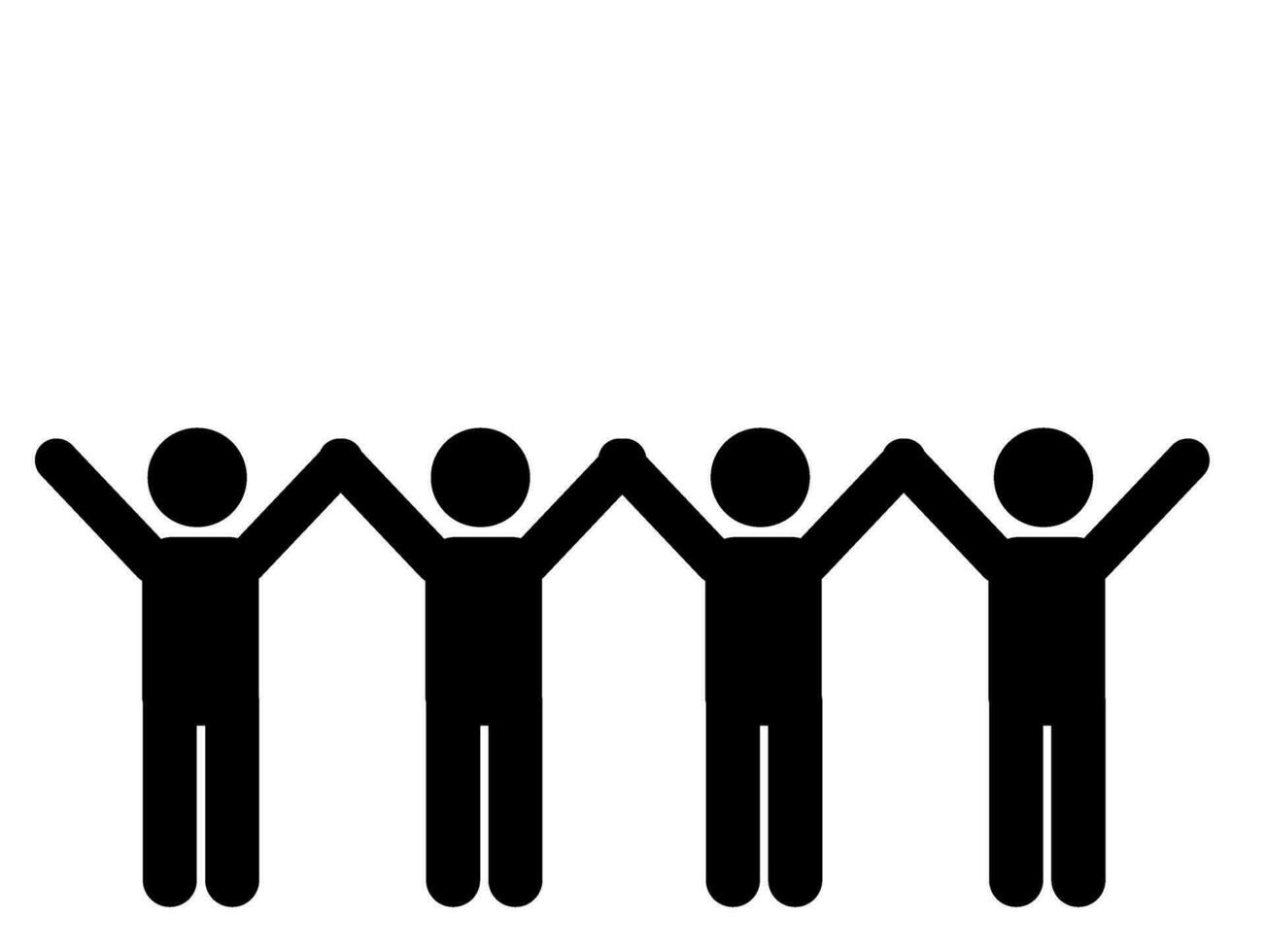 palo figura vector ilustración, palo hombre, amistad pictograma, personas abrazando, participación manos