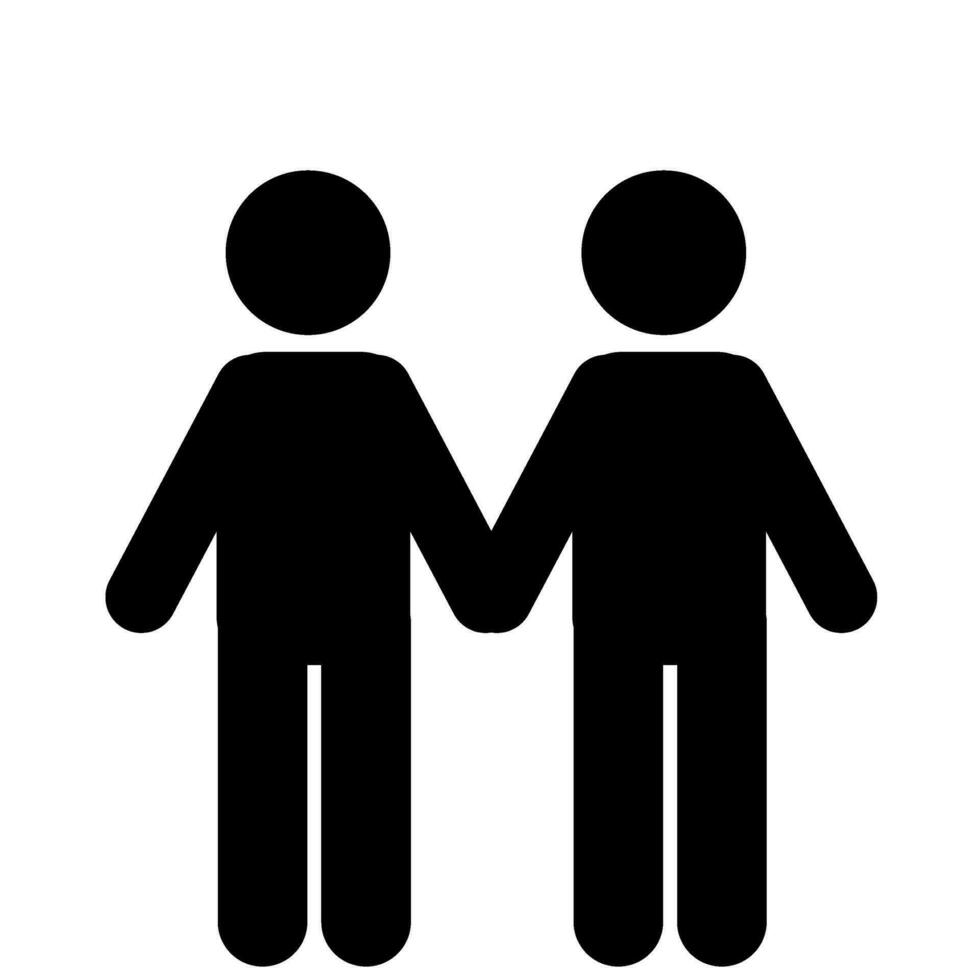 stick figure vector illustration, stick man, friendship pictogram, people hugging, holding hands
