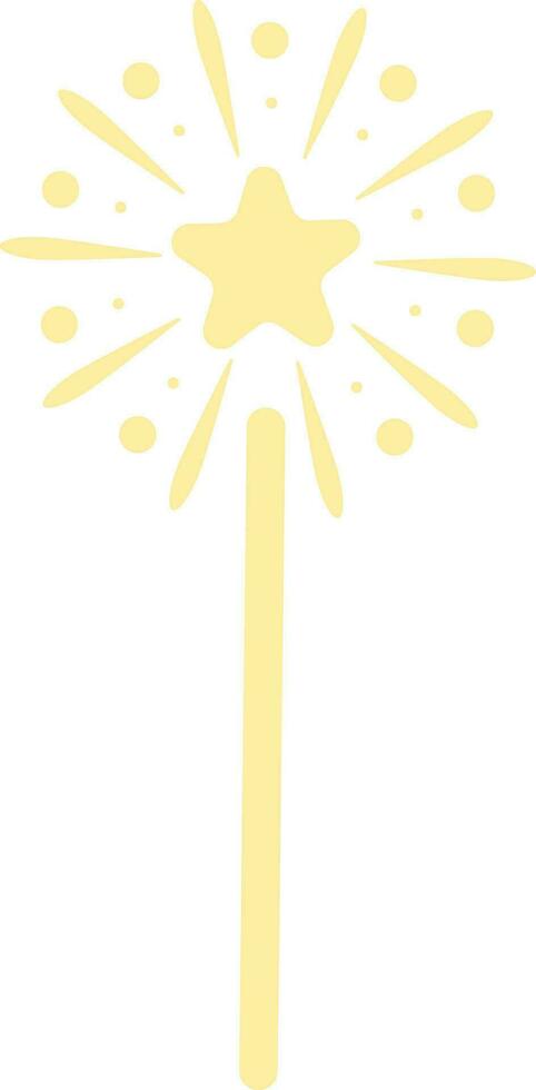 Cute sparkler flat clip art illustration, magic wand doodle, decoration element, isolated vector