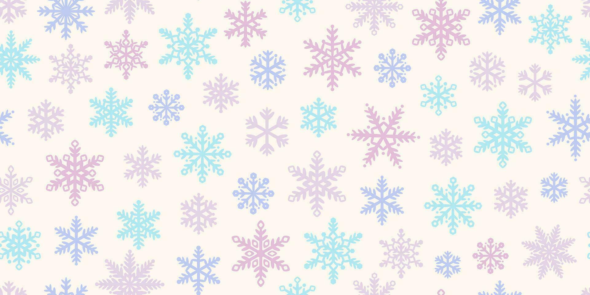 Cute pastel snowflake Christmas vector repeat pattern background, seamless holiday wallpaper or textile design