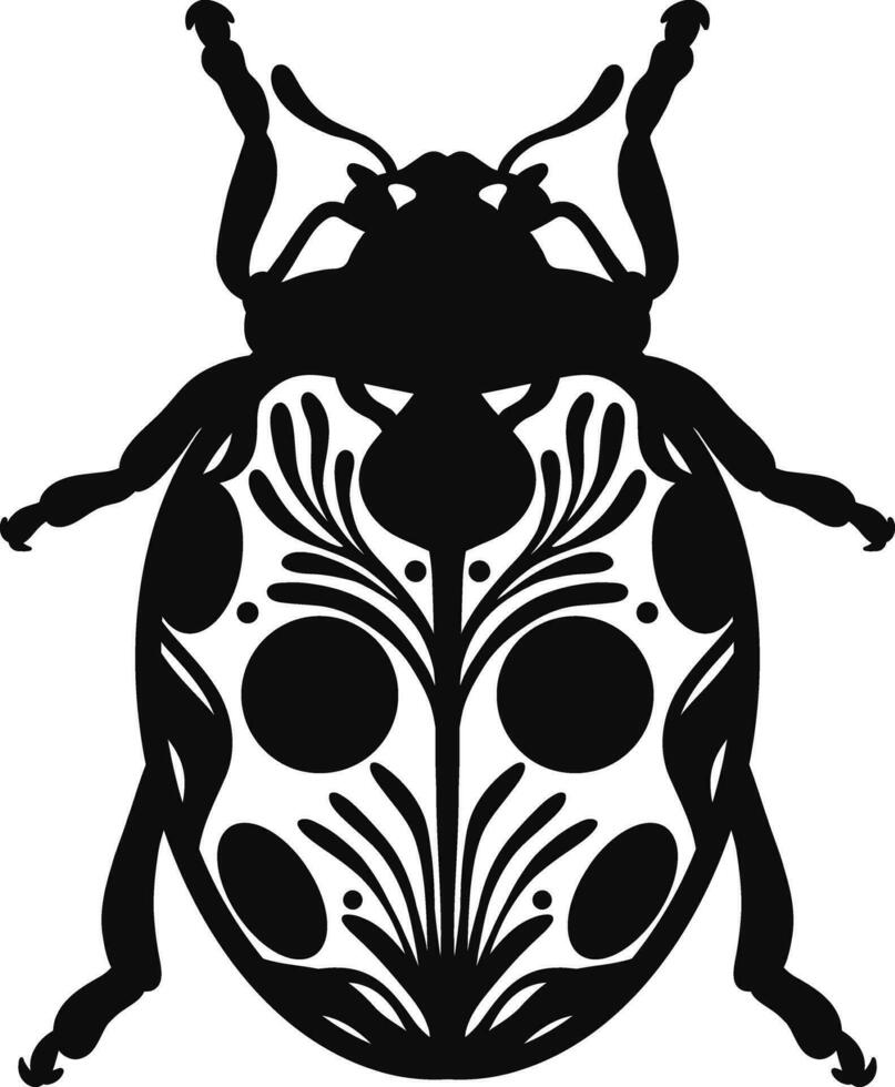 Ladybug hand drawn vector clip art element, folk inspired beetle drawing, insect decoration, isolated.