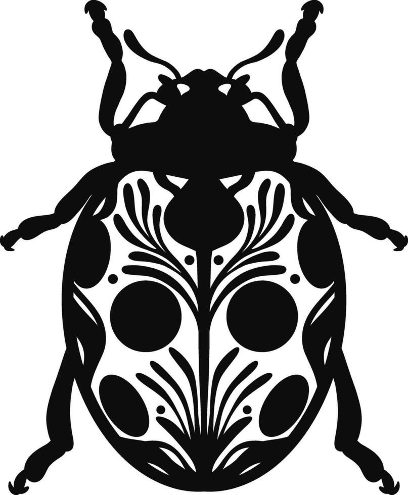 Ladybug hand drawn vector clip art element, folk inspired beetle drawing, insect decoration, isolated.