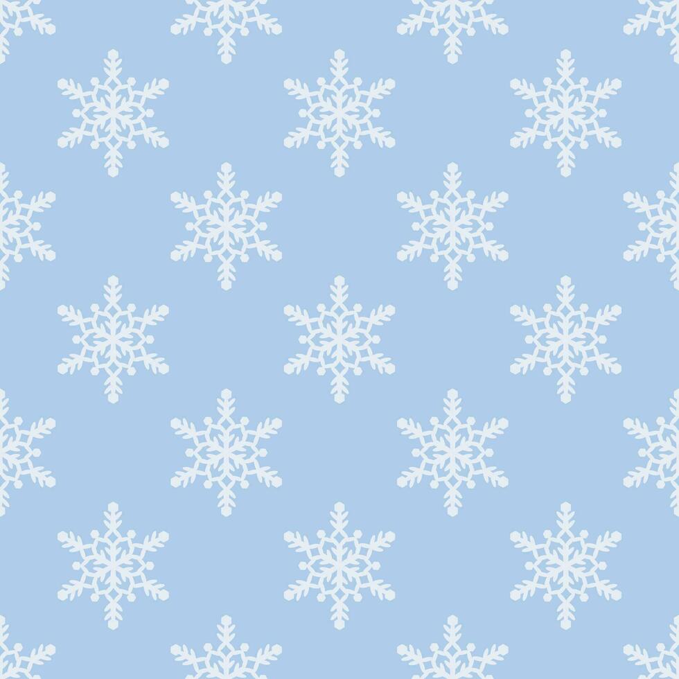 Simple snowflake seamless vector repeat pattern design, endless repeating wallpaper for the winter holidays, blue and white