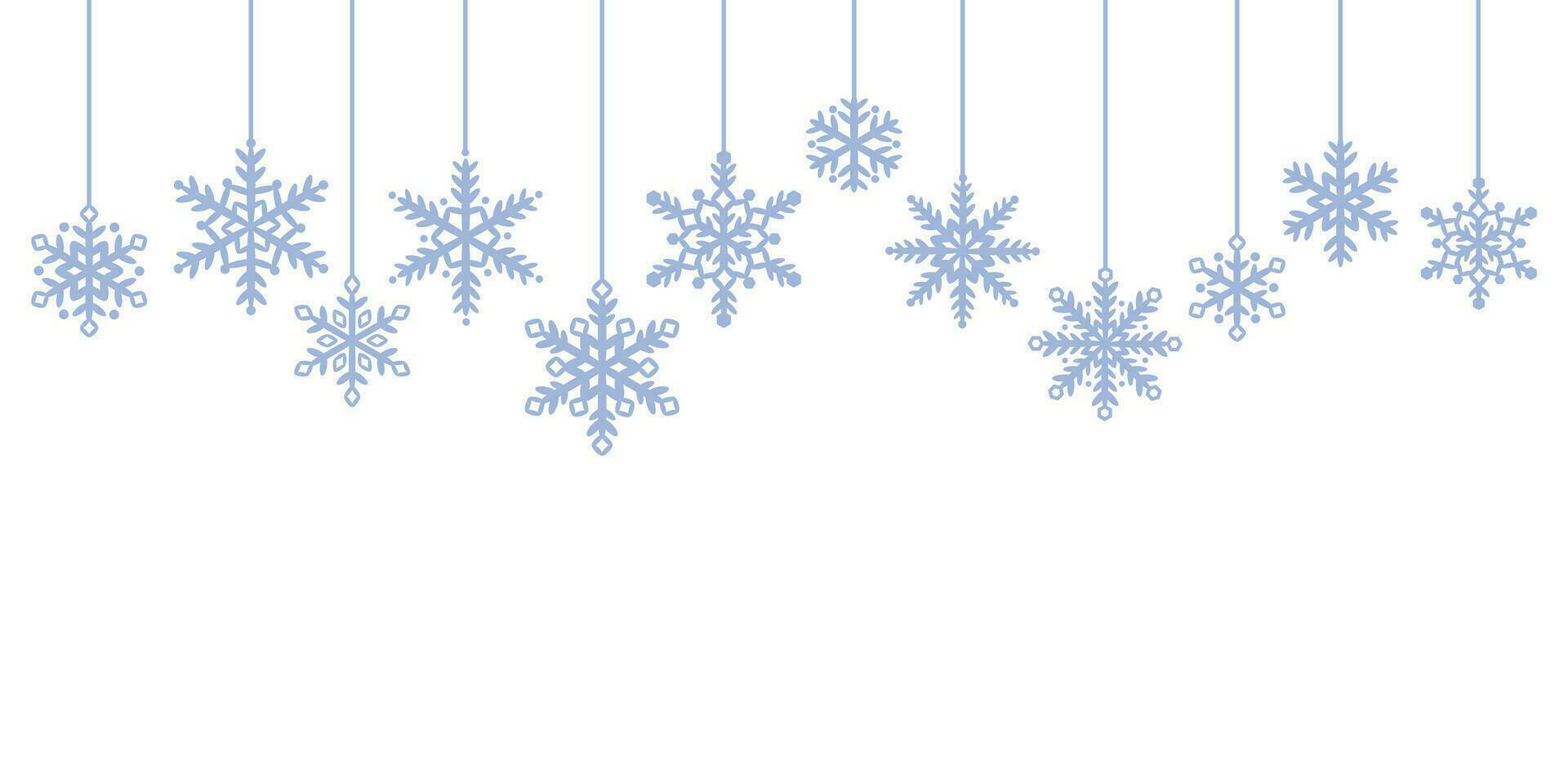 azul invierno borde, festivo vector antecedentes blanco y azul aislado copo de nieve diseño, fiesta decoración