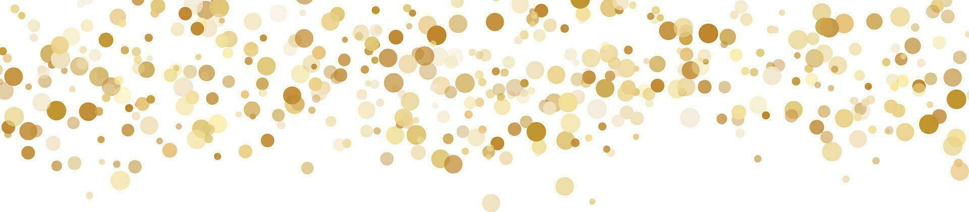 Golden circle confetti banner, isolated dot background, scattered random circles, luxury wallpaper vector