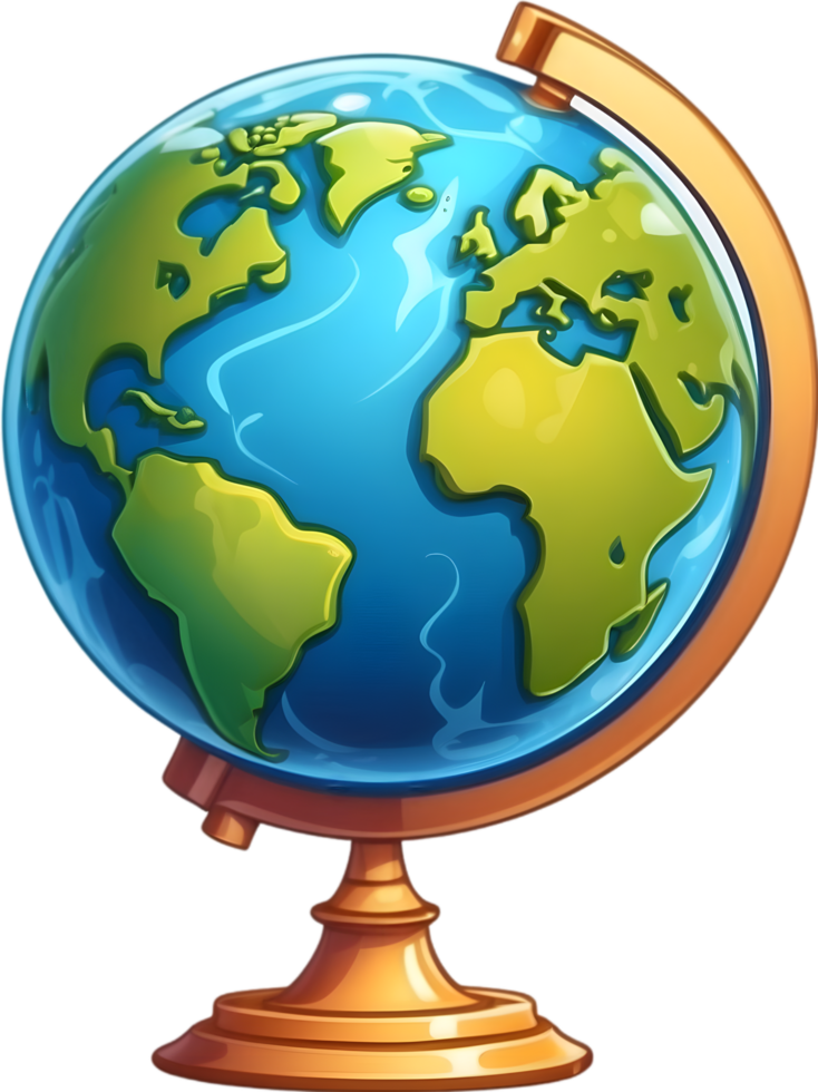 AI generated cartoon earth globe with ai generative png