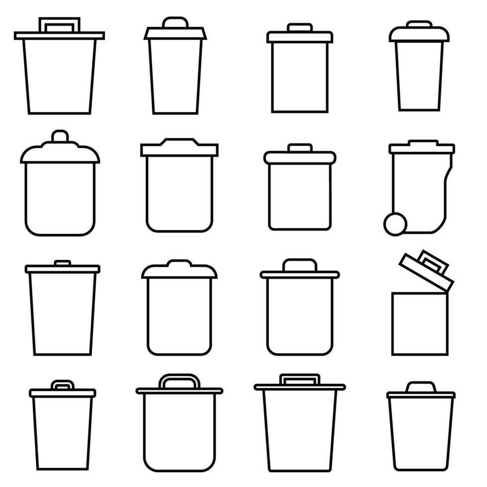 Trash can vector icon set. garbage illustration sign collection. waste logo.