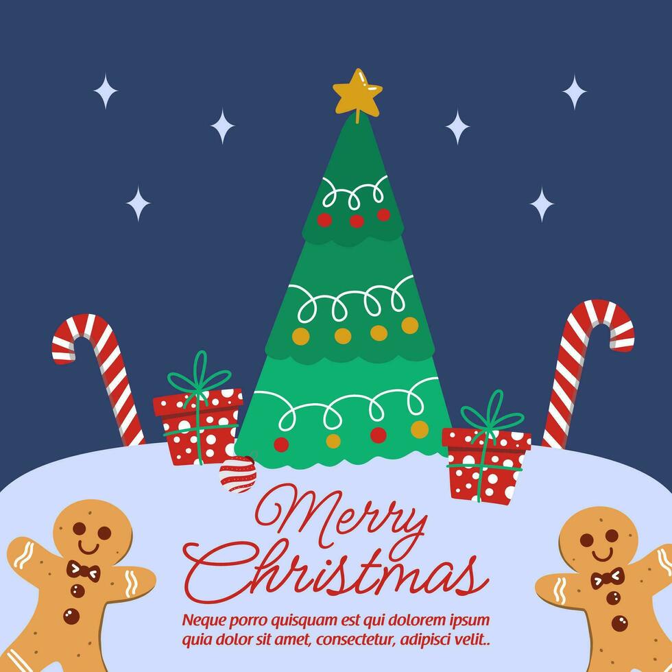 christmas and new year greeting card for social media post vector