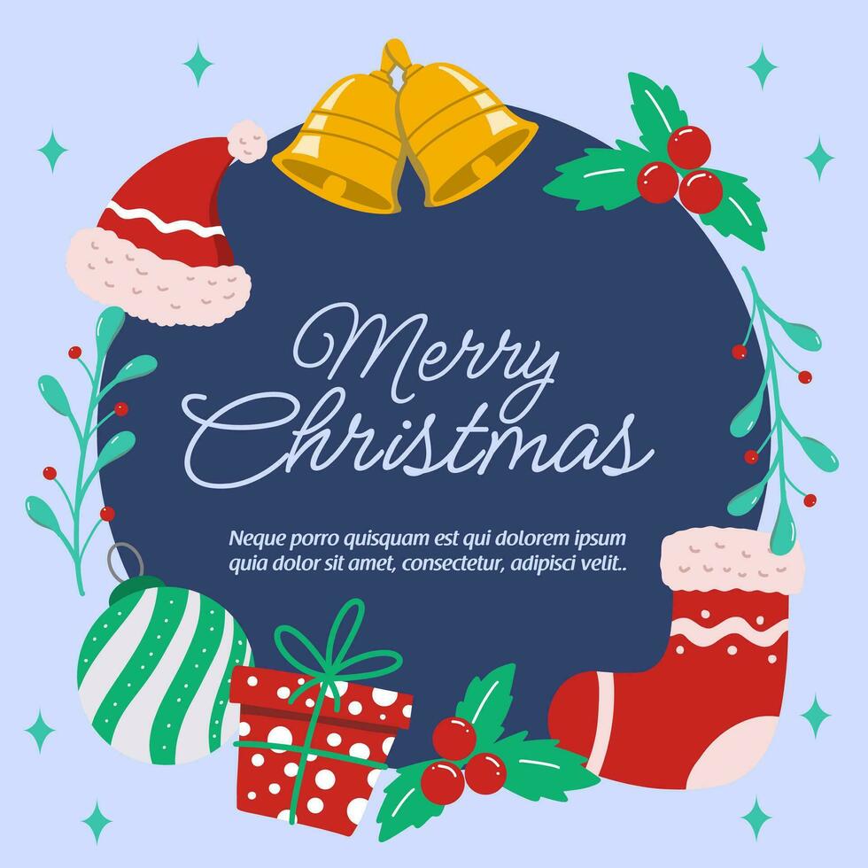 christmas and new year greeting card for social media post vector