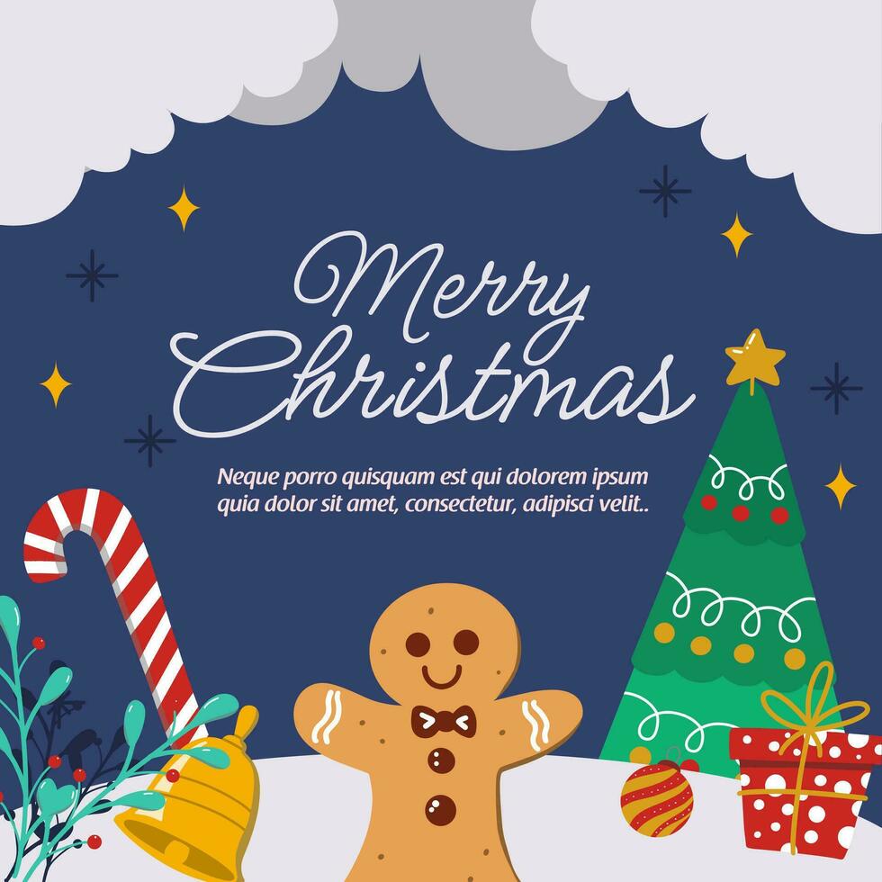 christmas and new year greeting card for social media post vector