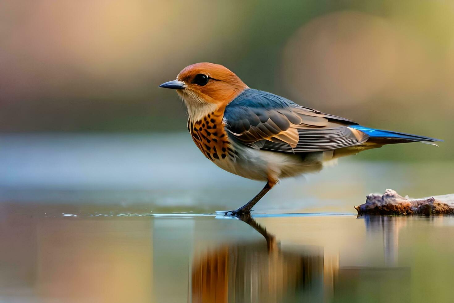 AI generated a small bird is sitting on a branch photo