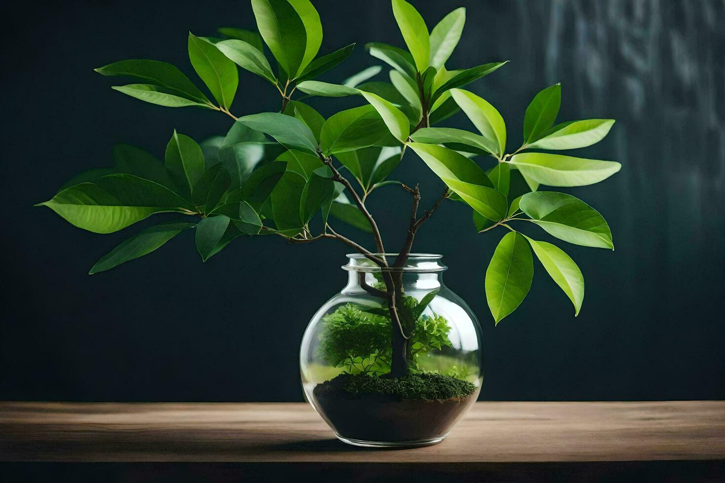 ai generado un en conserva planta en un florero en un mesa foto