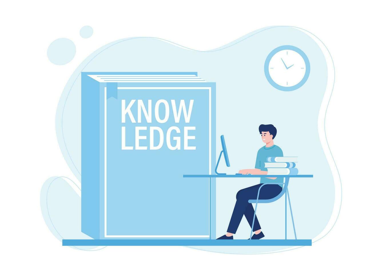 man looking for knowledge on the internet concept flat illustratiuon vector