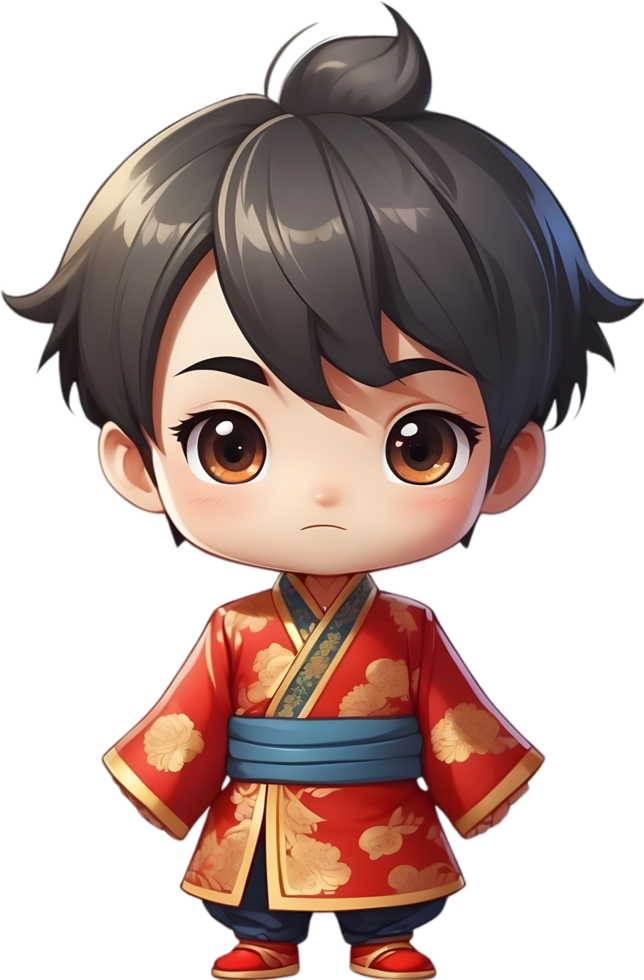 AI generated a cartoon boy in Chinese suit png
