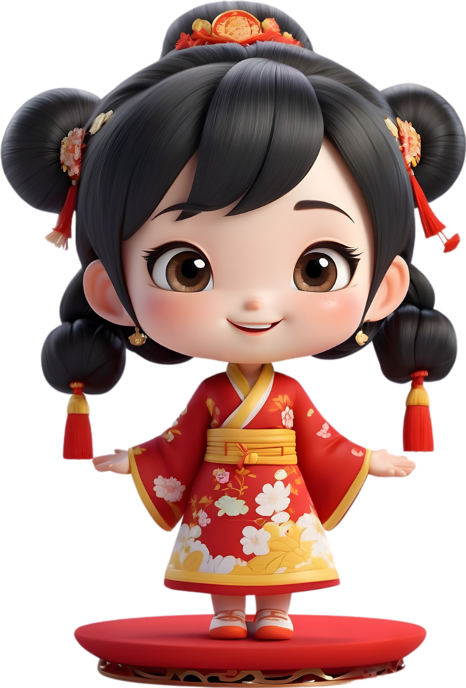AI generated Cute girl with chinese dress png