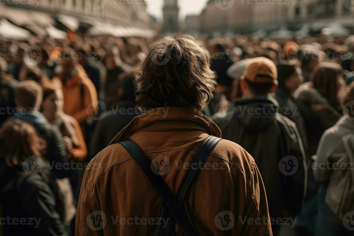 AI generated Man in the crowd. Neural network AI generated photo