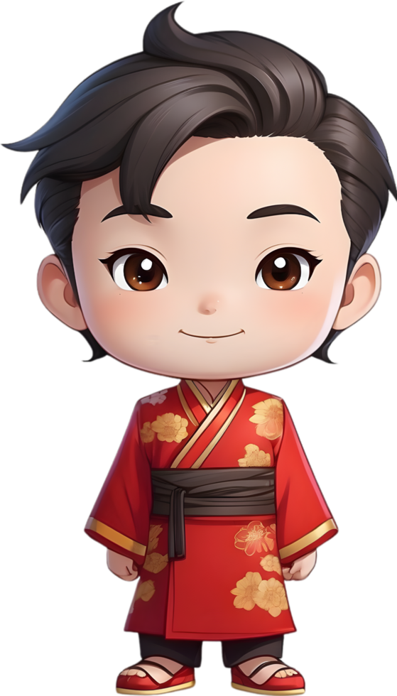 AI generated chinese new year boy cartoon illustration png