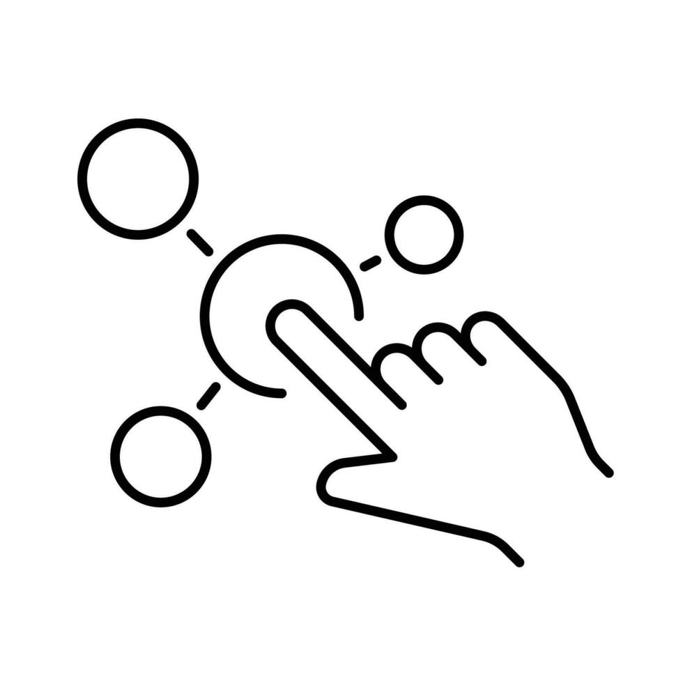 Interaction icon. Simple outline style. Experience, choice, variety functions, multiple digital skills, click finger concept. Thin line symbol. Vector illustration isolated.