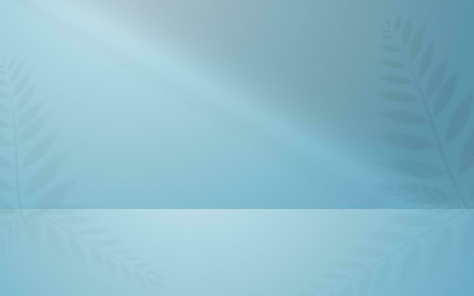 3d scene product with shadow leaf pastel blue background for cosmetic product presentation mockup show vector
