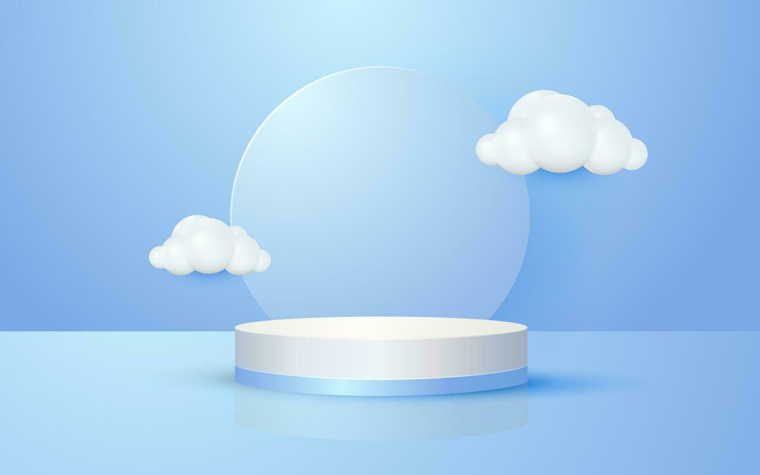 Product scene round podium with cloud pastel blue background for cosmetic product presentation mockup show vector