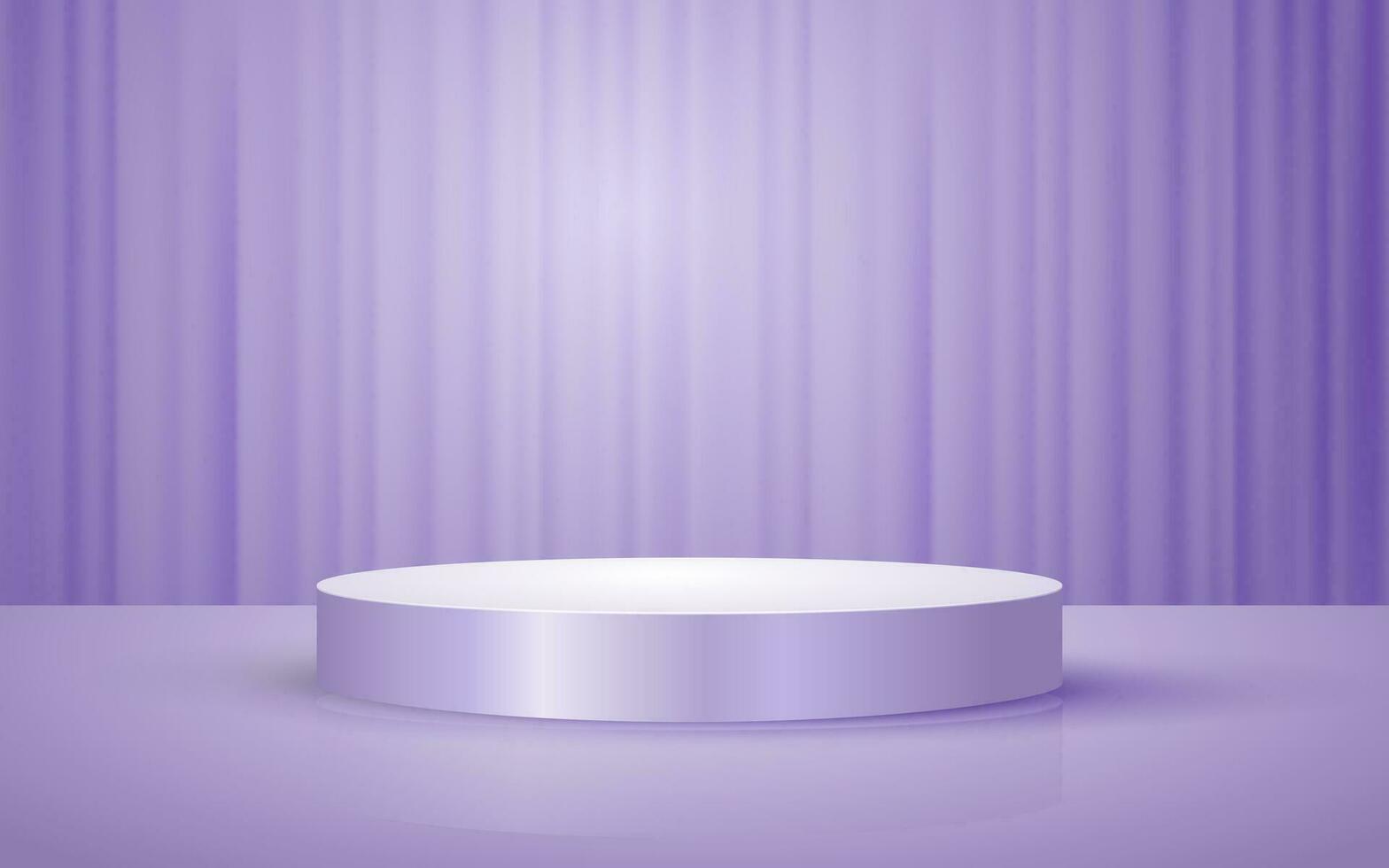 3d scene of pastel purple round podium with curtain background for cosmetic product presentation mockup show vector