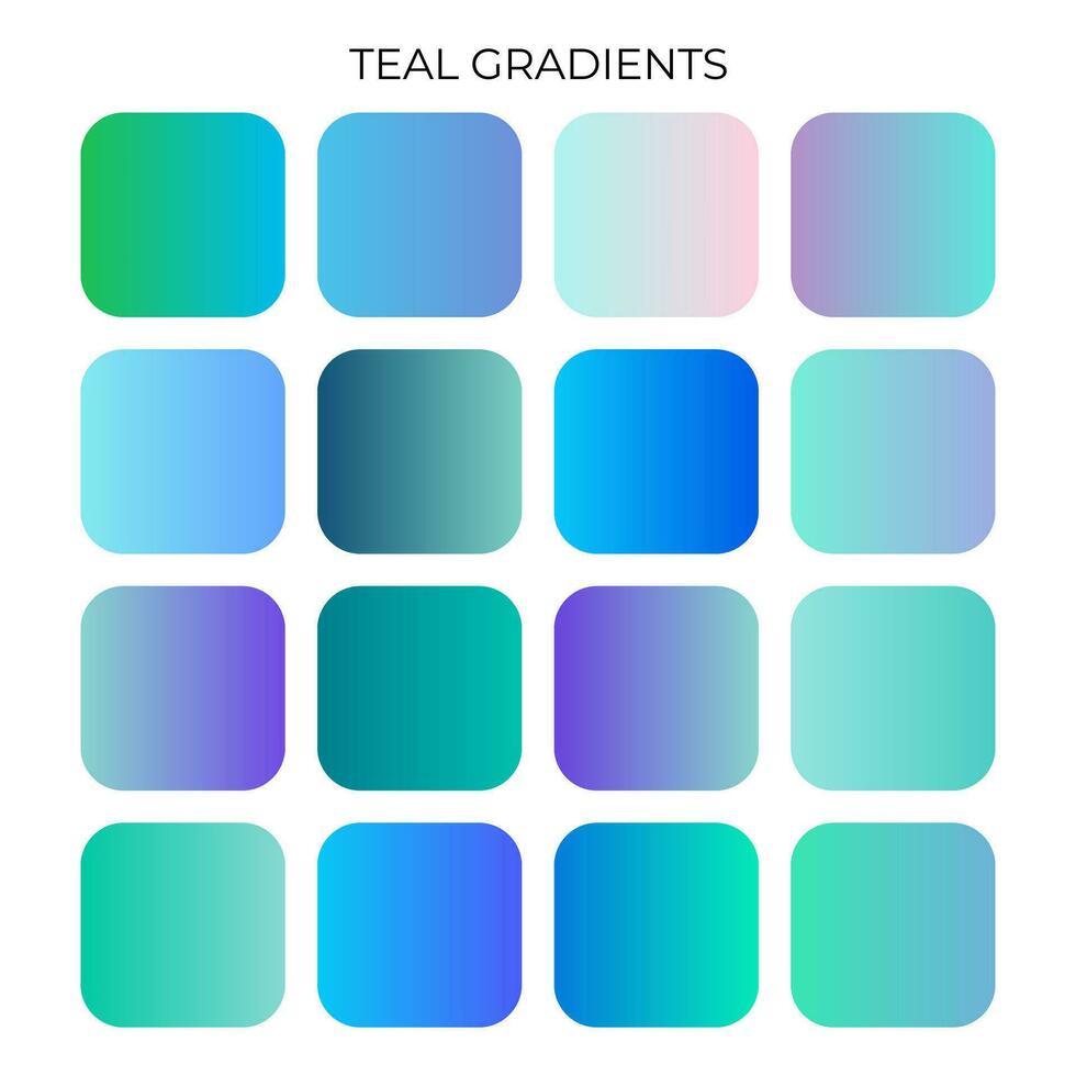 SET OF TEAL GRADIENT COLOR PALETTE vector
