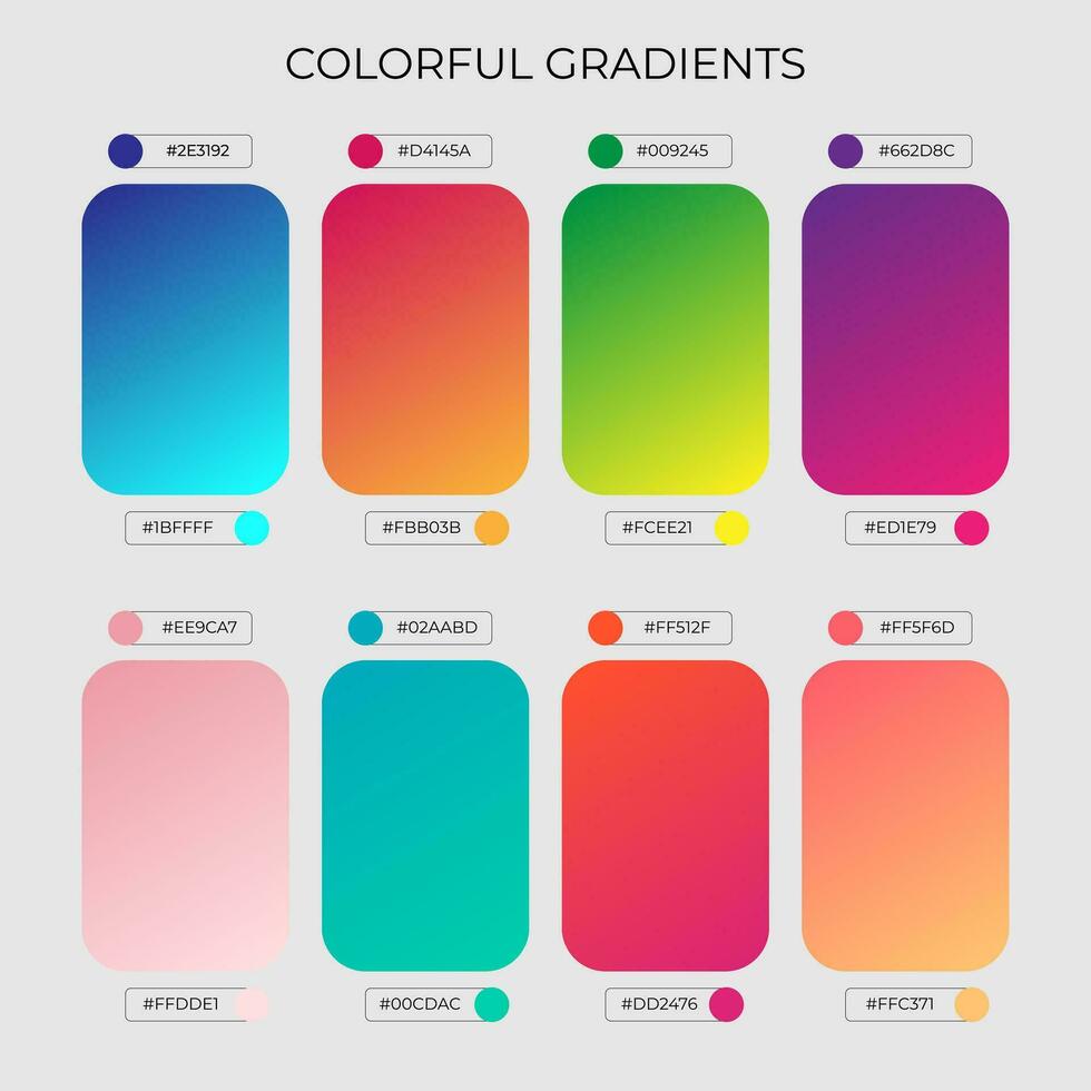 SET OF COLORFUL GRADIENT COLOR PALETTE vector