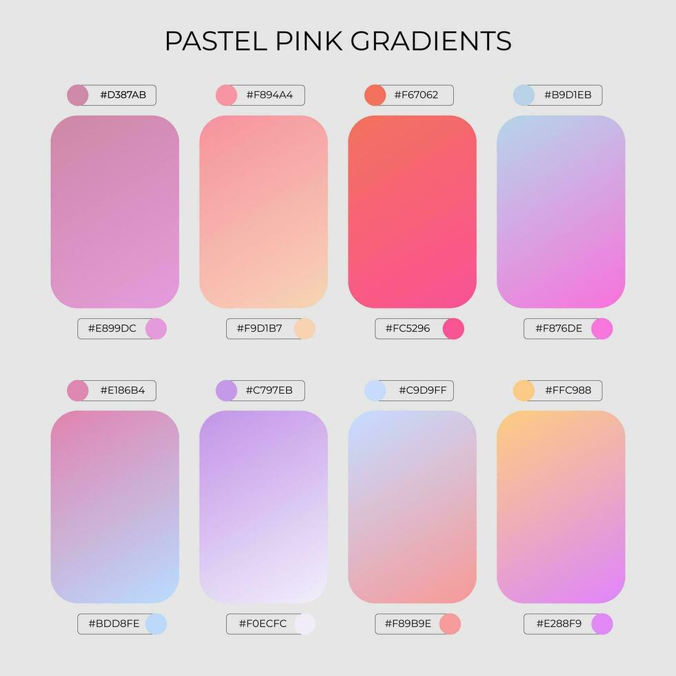 SET OF PASTEL PINK GRADIENT COLOR PALETTE vector