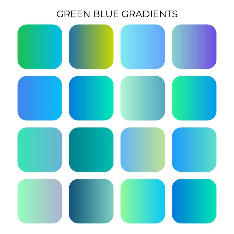 SET OF GREEN BLUE GRADIENT COLOR PALETTE vector